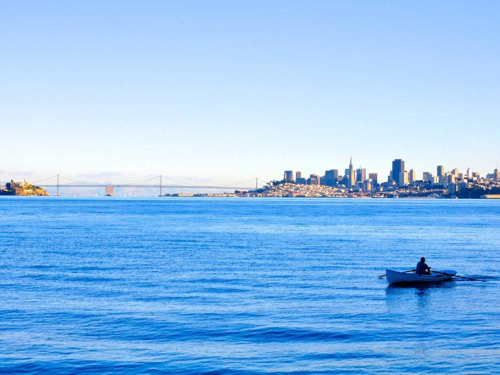 First look moment between the couple in soft morning light